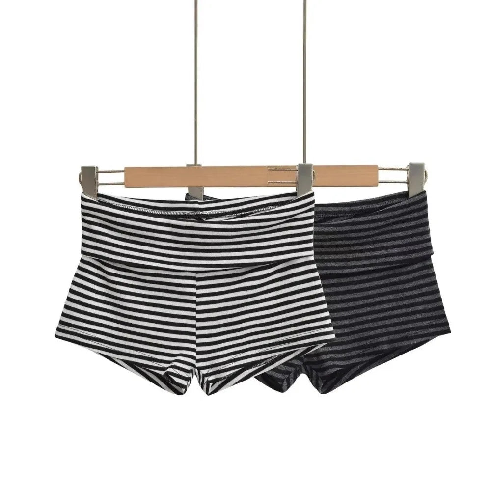 New Low Waist Striped Shorts Striped Pattern Comfortable Short Shorts High Elasticity Hot Pants Summer