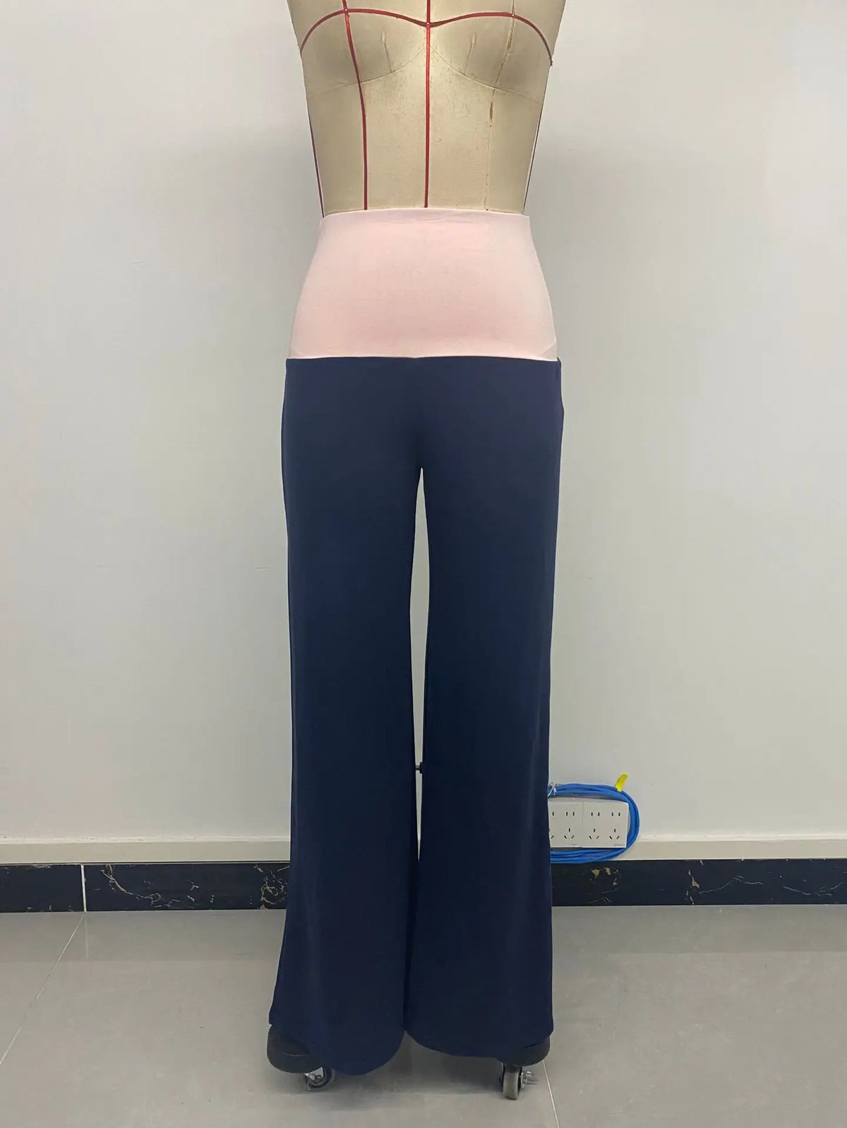 MsChuh Women's Fold Over Waist High Waist Wide Leg Yoga Pants Soft Trousers Slimming Versatile Commuter Fashion Chic Long Pants