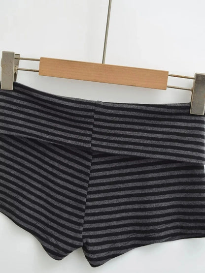 New Low Waist Striped Shorts Striped Pattern Comfortable Short Shorts High Elasticity Hot Pants Summer