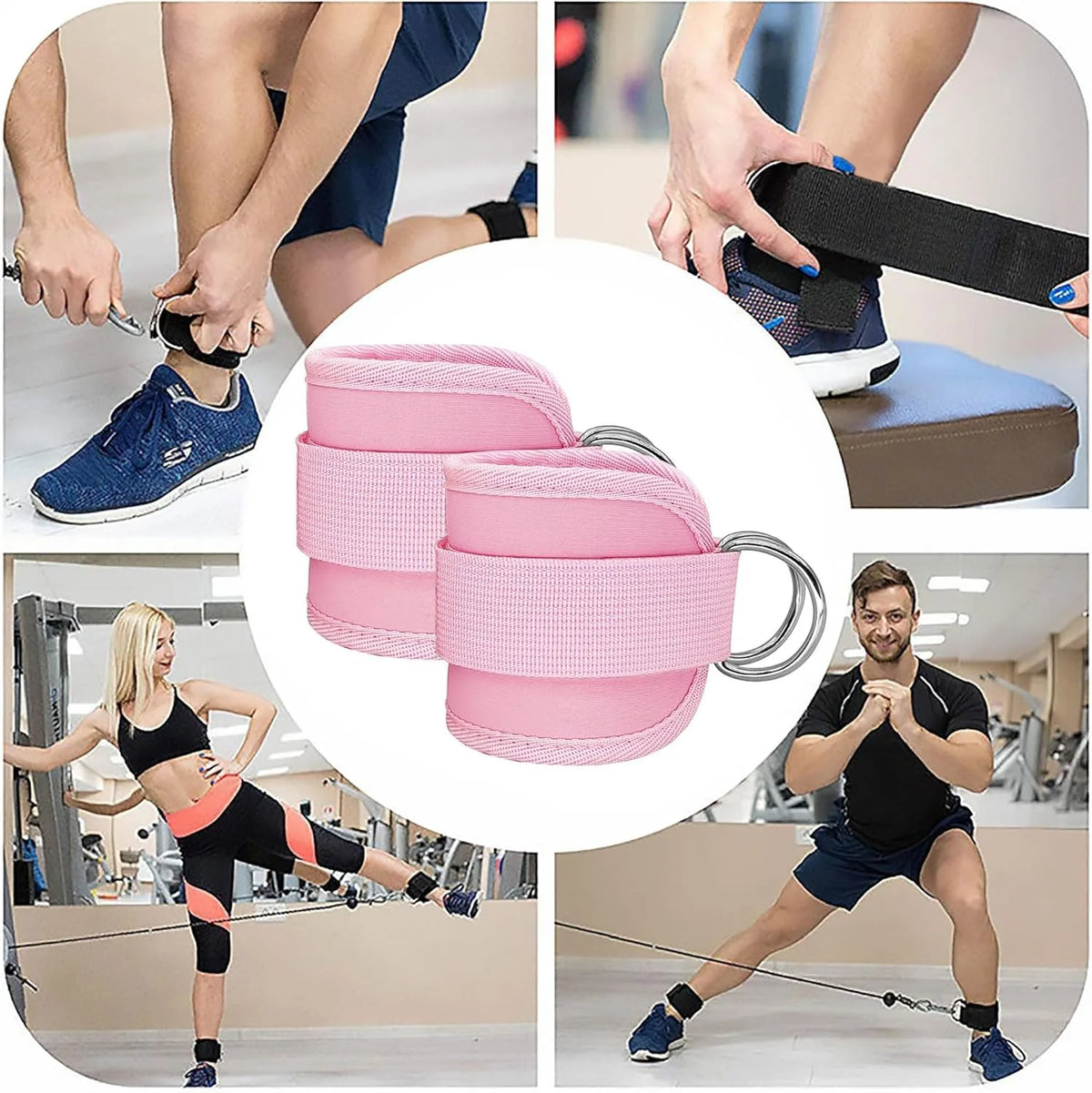 Adjustable Ankle Straps Cuffs with D-Ring for Cable Machine Fitness Glute Kickback Gym Foot Leg Training Brace Support
