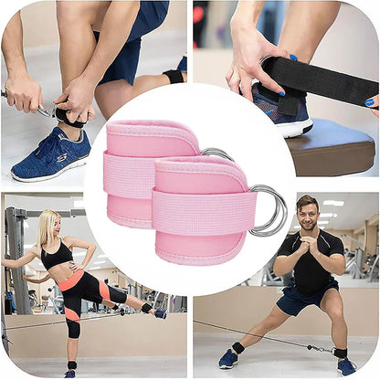 Adjustable Ankle Straps Cuffs with D-Ring for Cable Machine Fitness Glute Kickback Gym Foot Leg Training Brace Support