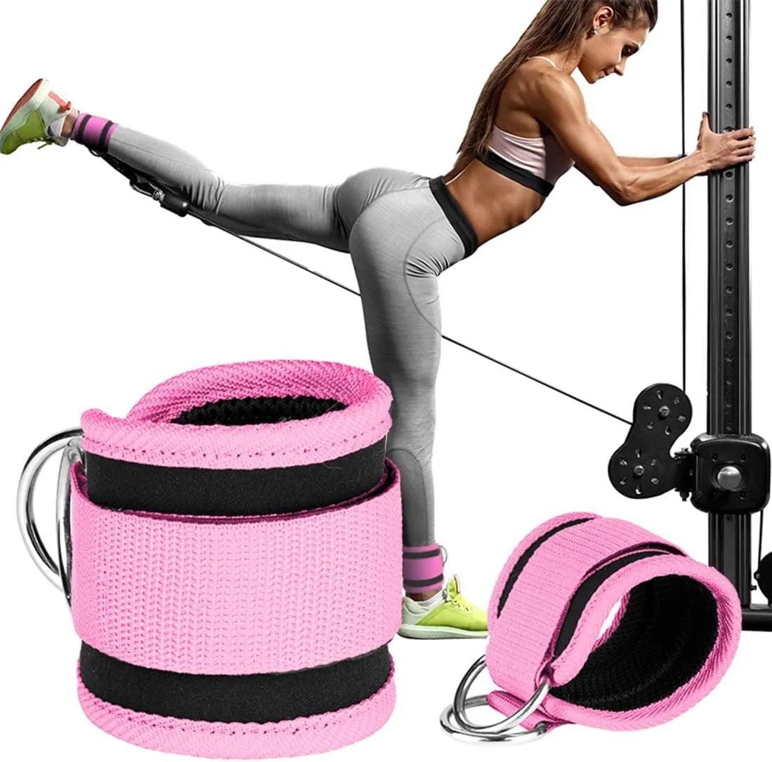 Adjustable Ankle Straps Cuffs with D-Ring for Cable Machine Fitness Glute Kickback Gym Foot Leg Training Brace Support