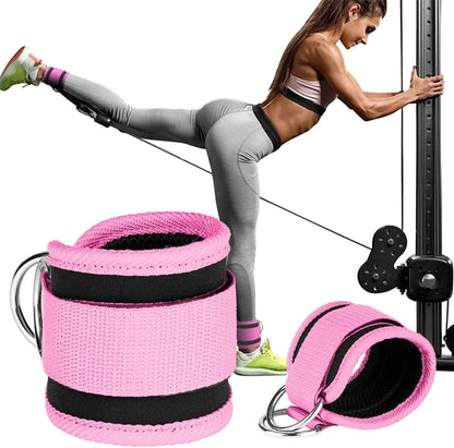Adjustable Ankle Straps Cuffs with D-Ring for Cable Machine Fitness Glute Kickback Gym Foot Leg Training Brace Support