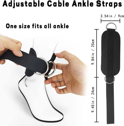 Adjustable Ankle Straps Cuffs with D-Ring for Cable Machine Fitness Glute Kickback Gym Foot Leg Training Brace Support
